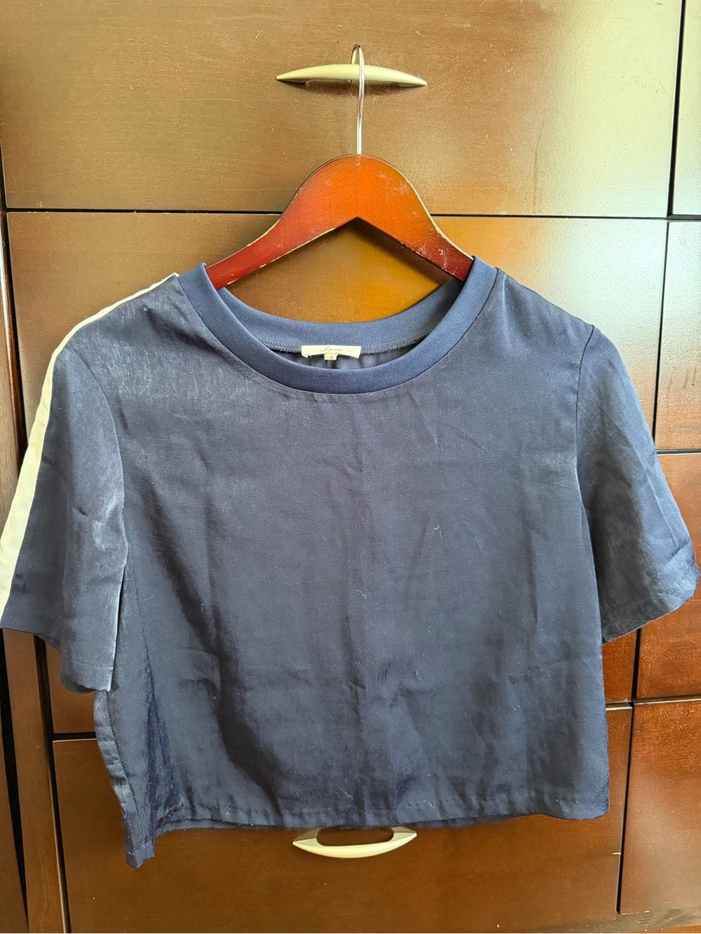 Soprano Navy Tee with White Shoulder Stripe
